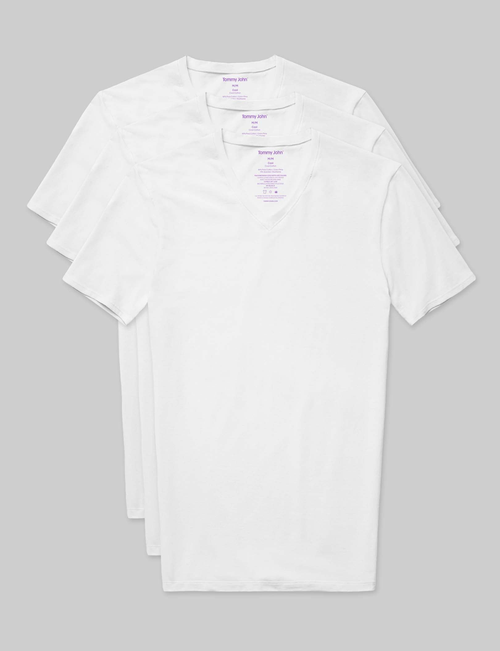 Cool Cotton High V-Neck Stay-Tucked Undershirt (3-Pack) - Image 2