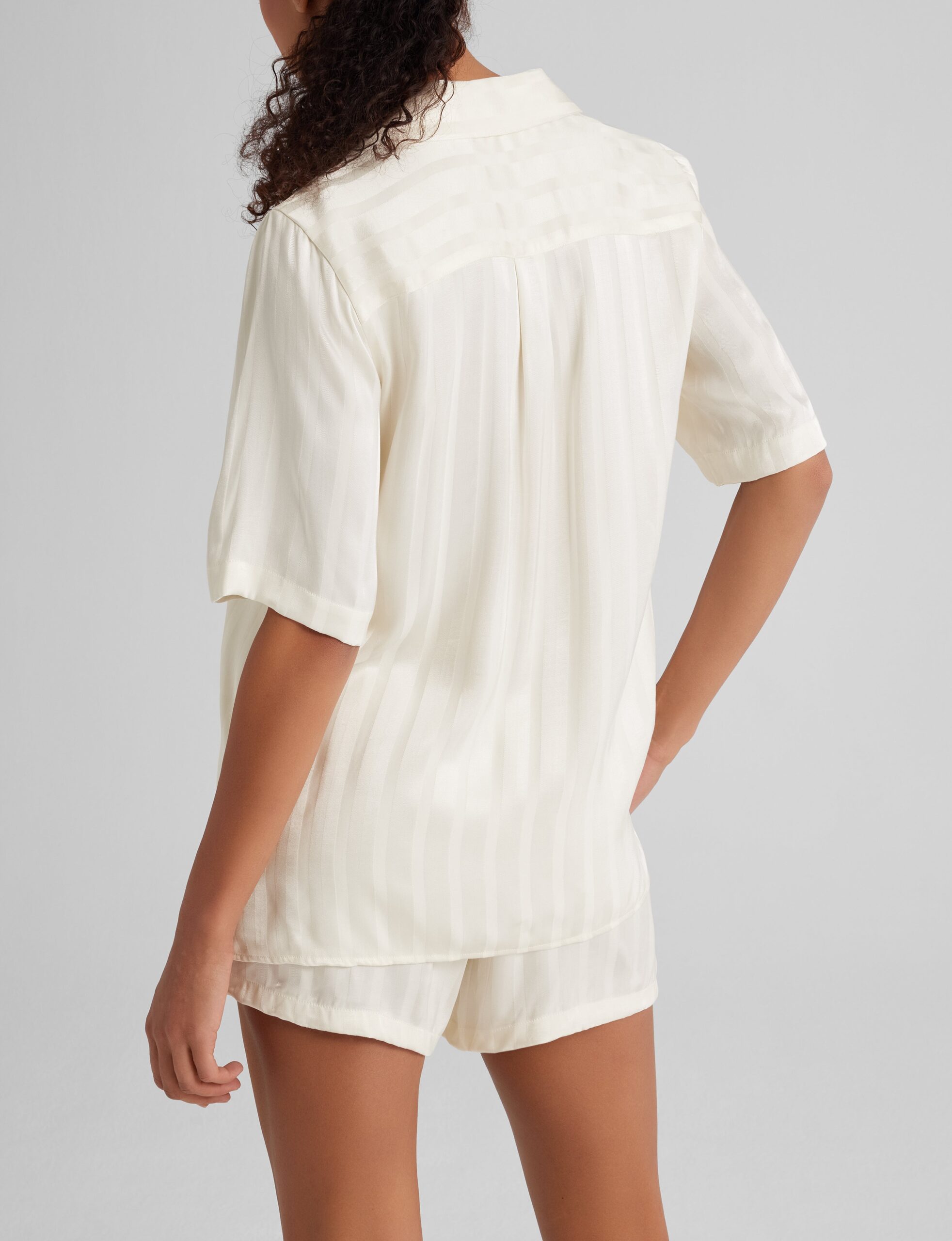 Women's Satin Jacquard Pajama Top & Short Set - Image 5
