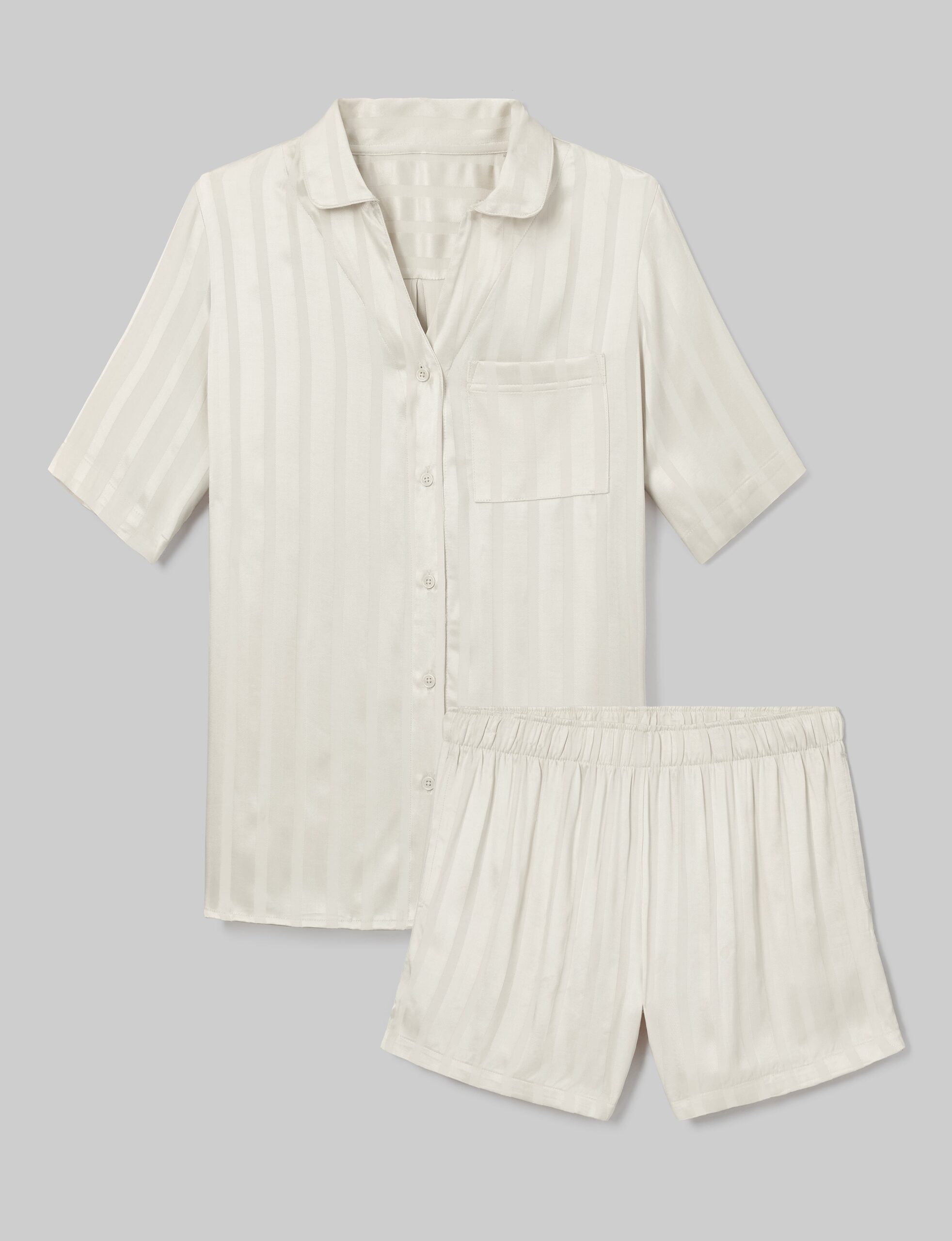 Women's Satin Jacquard Pajama Top & Short Set - Image 2