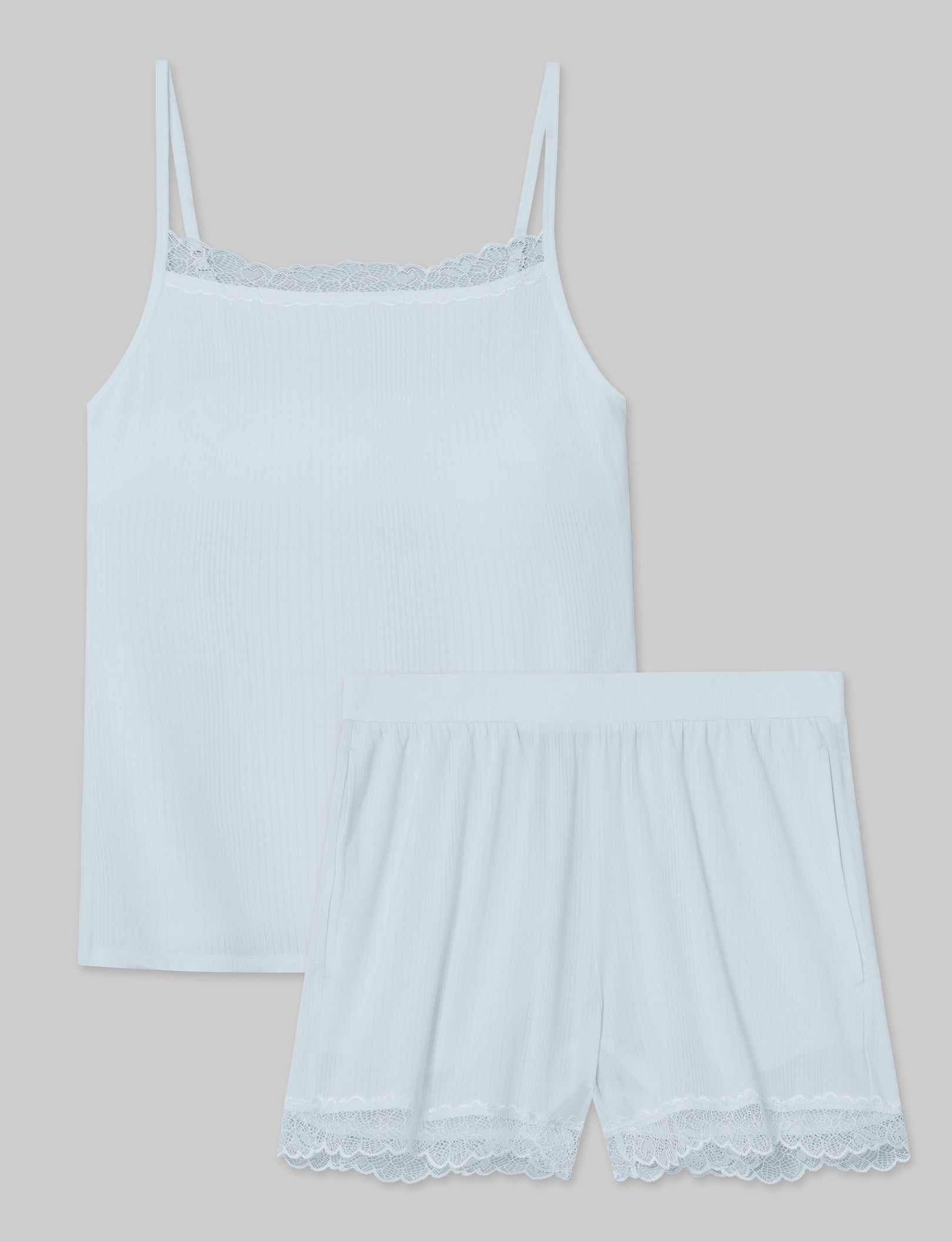 Women's Second Skin Luxe Rib Lace Cami & Short Set
