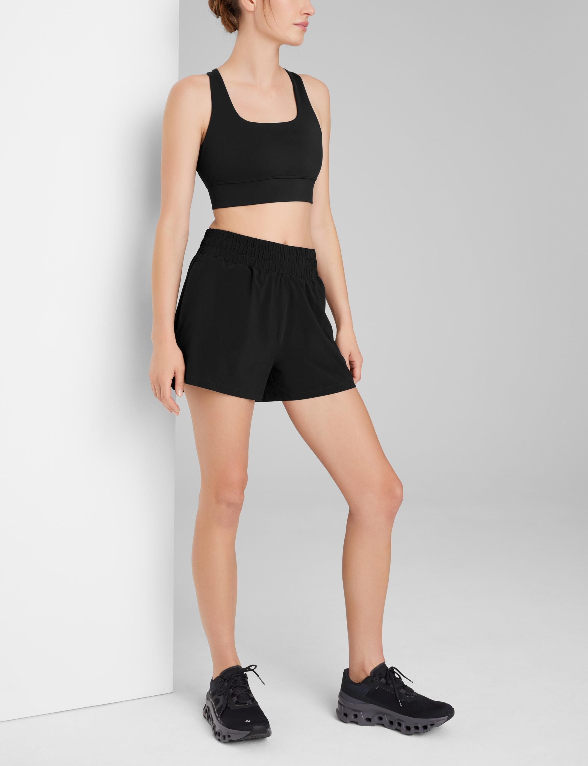 Low Impact Racerback Sports Bra & Luxe Traveler Woven Short Set - Image 2